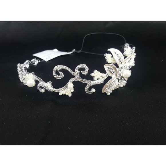 Bel-Aire Bridal Headpiece Rhinestone and Pearl Bandeau Style 6413